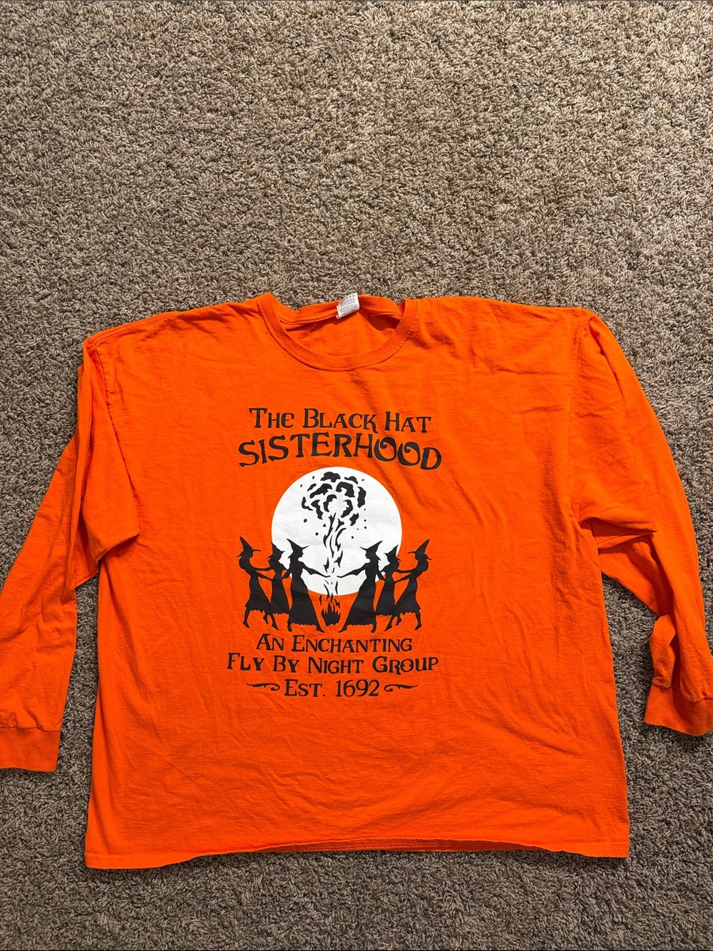 Fruit of the Loom Orange 'The Black Hat Sisterhood' Long Sleeve Tee